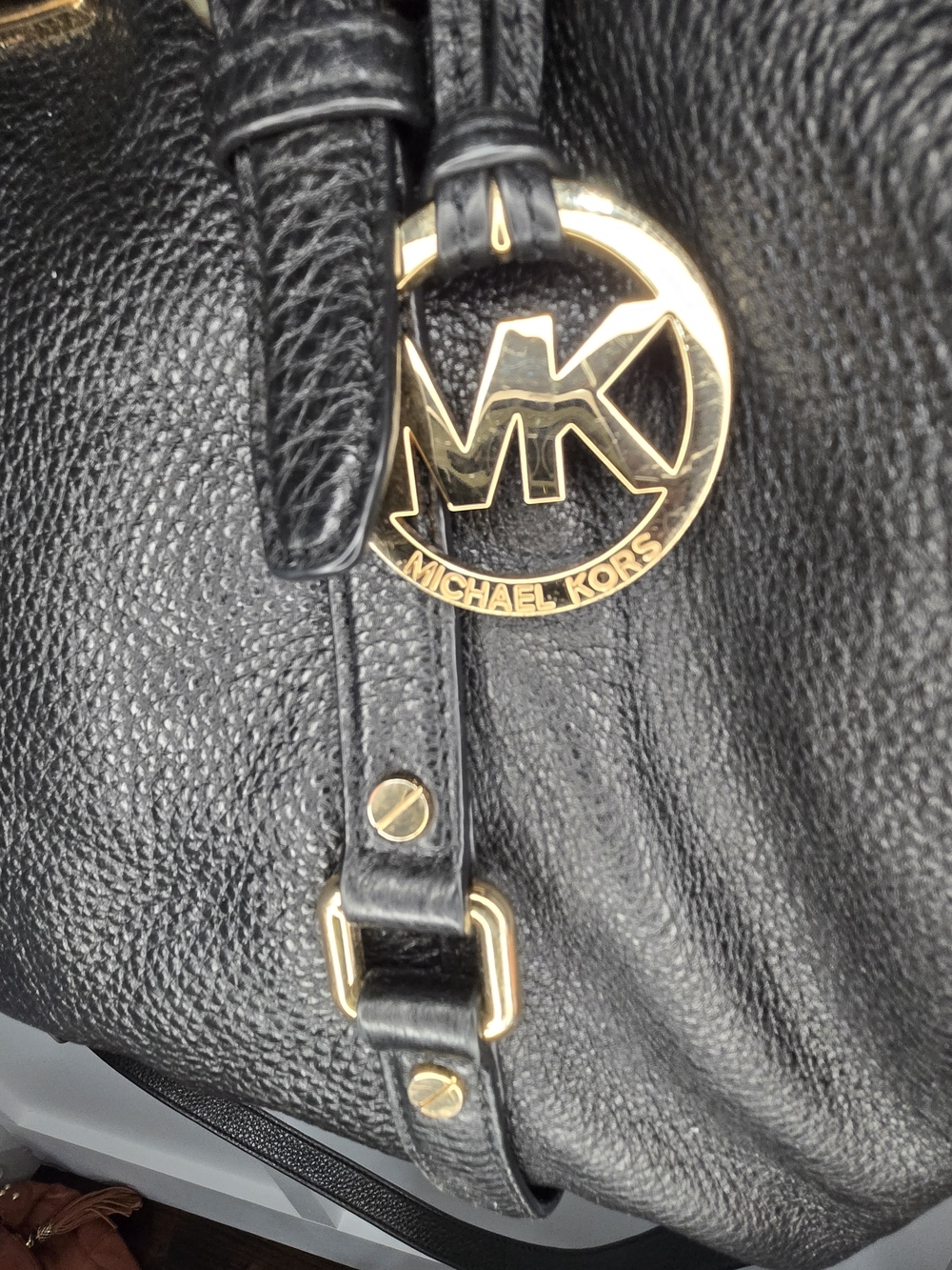 Michael Kors Black Leather Satchel with Gold Hardware - Picture 3 of 11